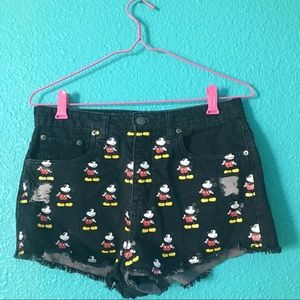 Forever 21 Disney Mickey Mouse Frayed Denim Shorts